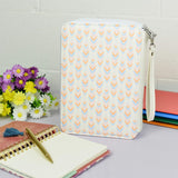 Colored Pencil Holder, Large Capacity 200 Pencil Case with Zippered Storage Compartments and Wristlet Handle, White PU Leather, Cute Boho Design, Organizer Box for Pens, Markers, Crayons, Brushes