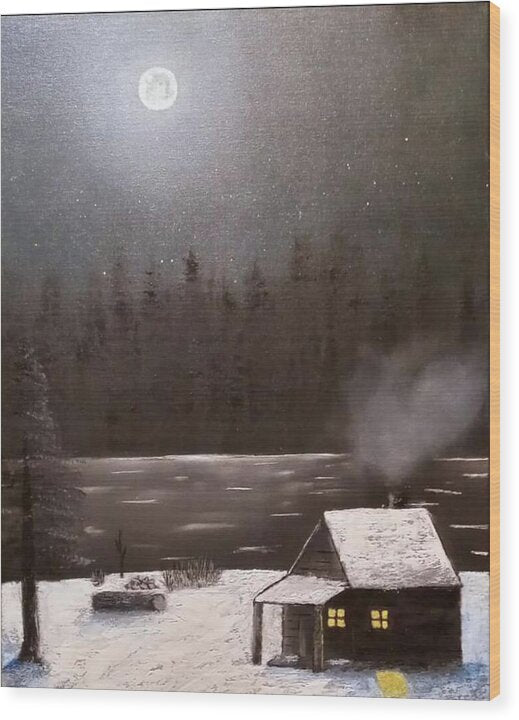 Cabin by the lake - Wood Print