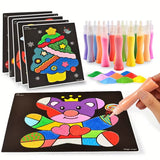 Sand Painting Children Colored Sand Boys and Girls Baby Handmade Diy Production, Scraping Art Sand Painting Set Toys